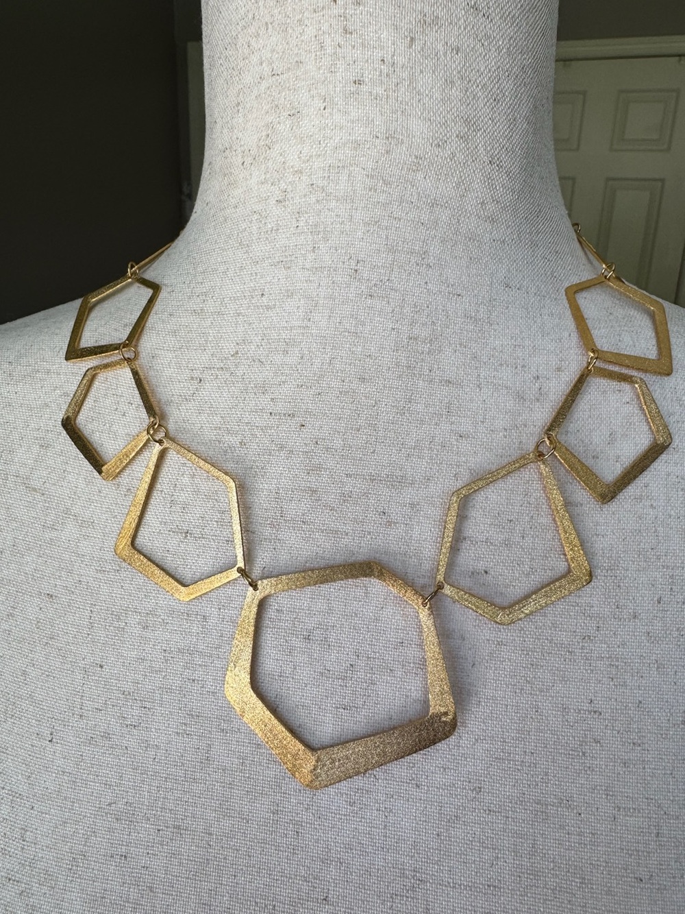 Rivka Friedman Gold Geometric Pentagonal Link Necklace